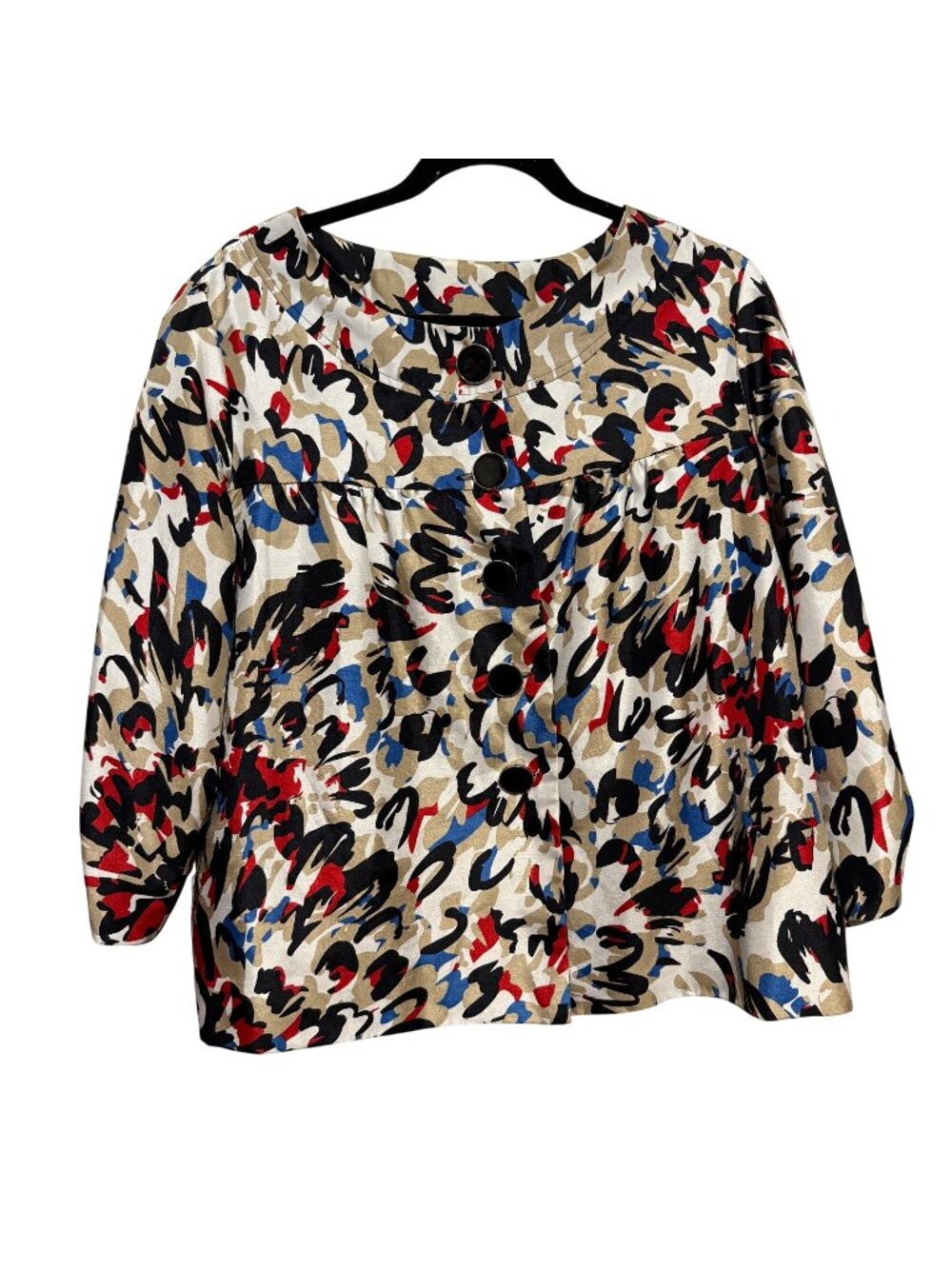 Bay Studio Career Plus Womens Button-Up Jacket 1X Polyester Multicolor